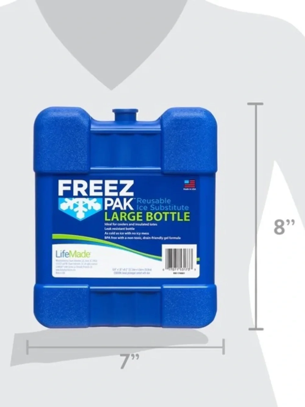 Freez Pak Large Reusable Ice Pack with Hard Shell, 2.4lbs Blue.
